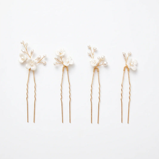 Pack 4 Horquillas Cerámica Blanca Aristea