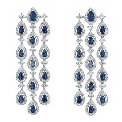Silver and Blue Chandelier Earrings