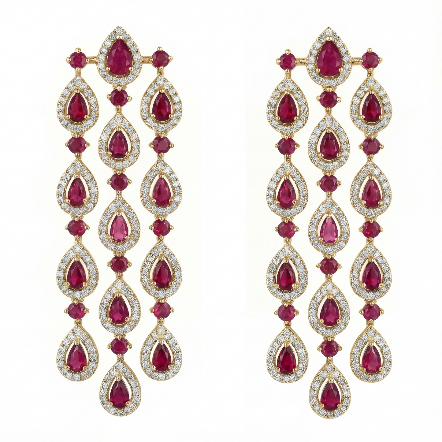 Pendientes Chandelier Rubí