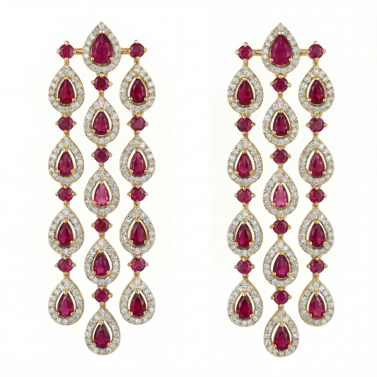 Pendientes Chandelier Rubí
