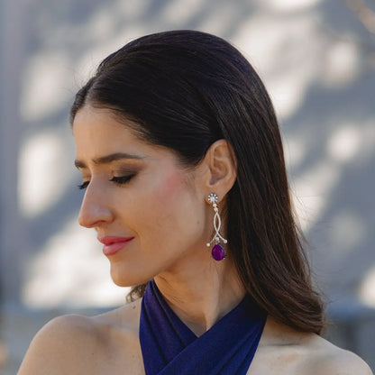 Pendientes Enjuto Plata Morado