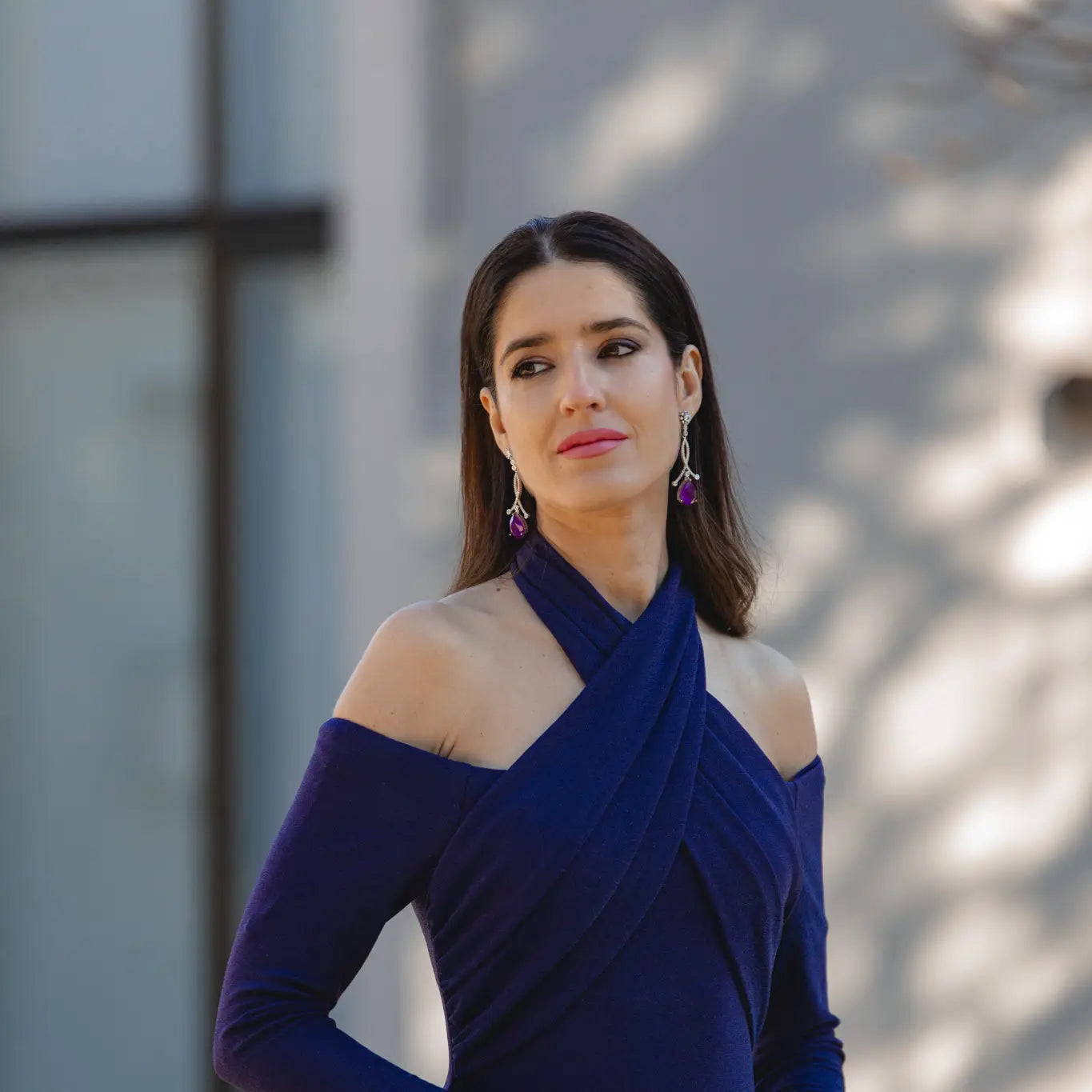 Pendientes Enjuto Plata Morado