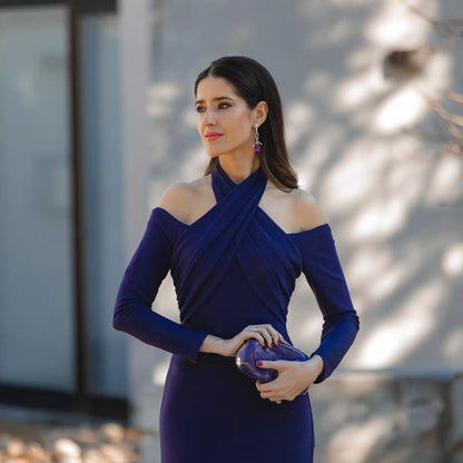 Pendientes Enjuto Plata Morado