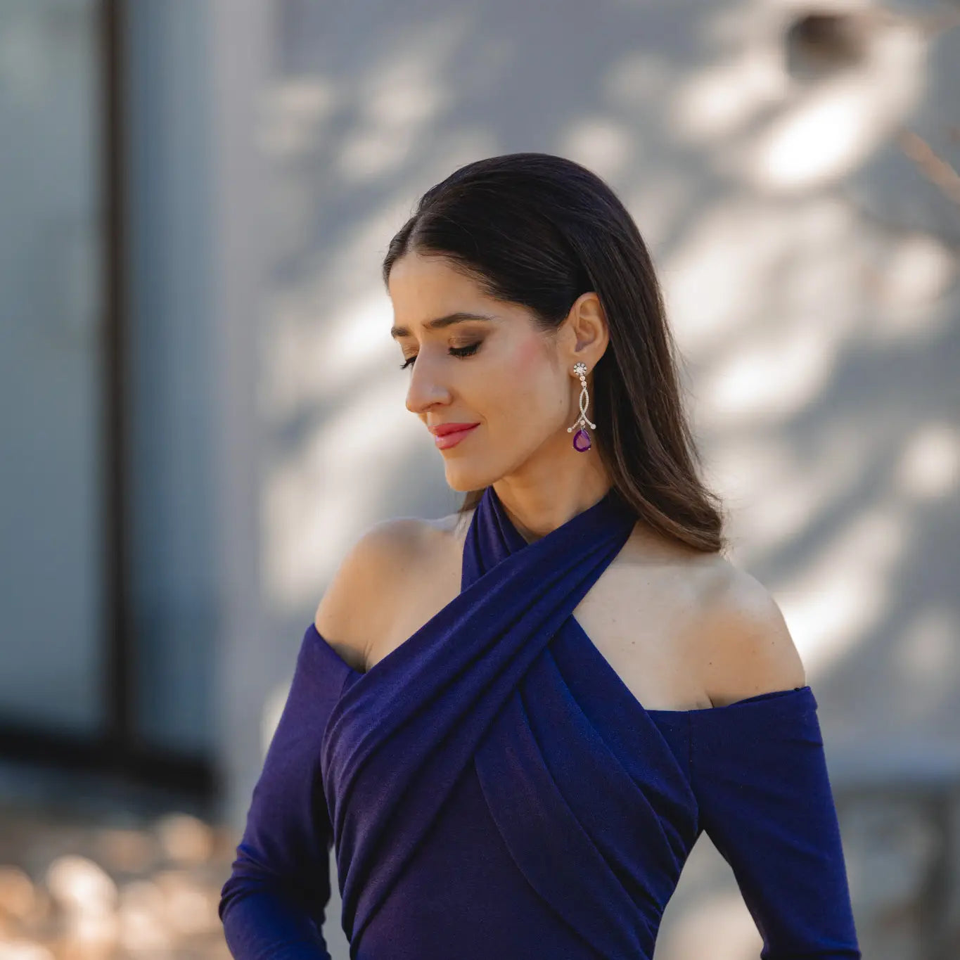 Pendientes Enjuto Plata Morado