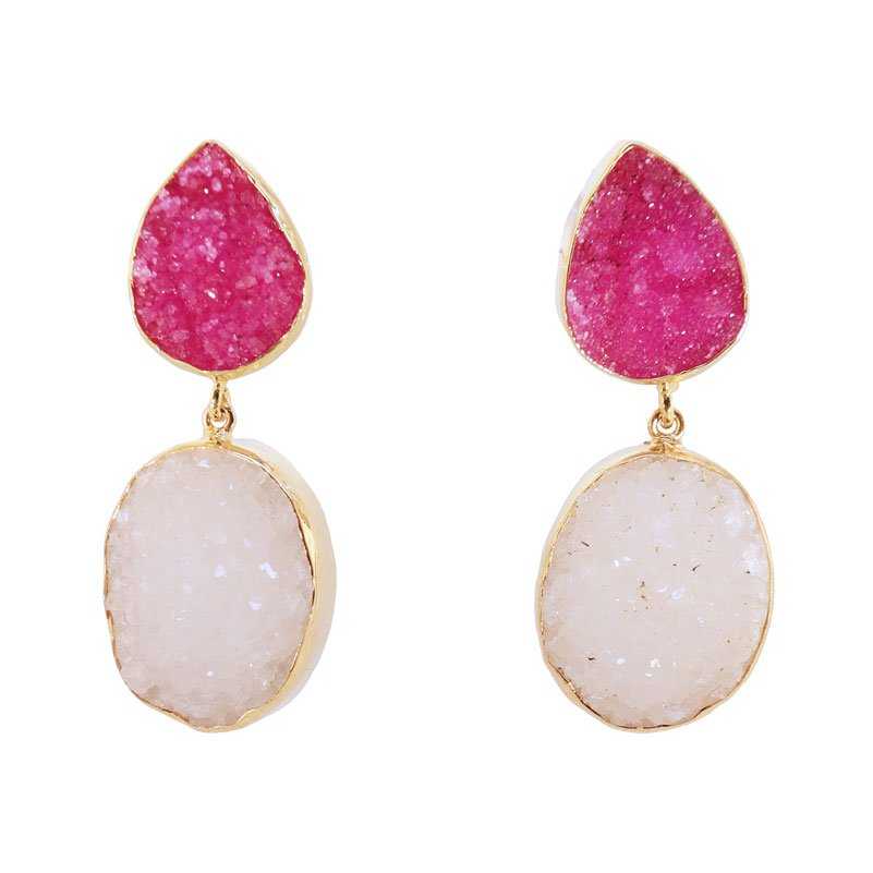 Pendientes Invitada Fucsia mo y Blanco