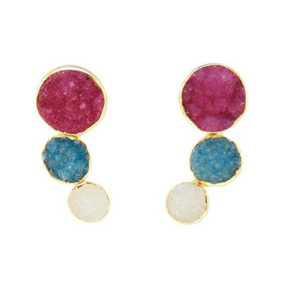 Pendientes Amiran Fucsia, Turquesa y Blanco