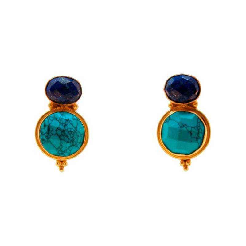 Pendientes Bubbles Azul Lapis y Turquesa