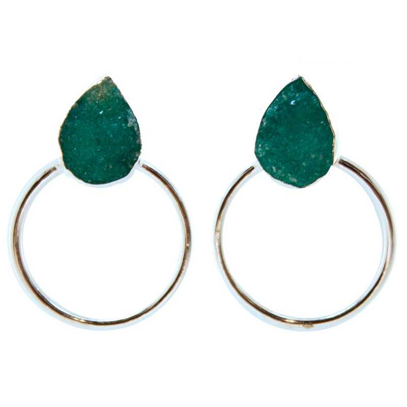 Pendientes Diwa Big Plata Verde