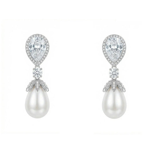Pendientes Galera Plata Shine Perla