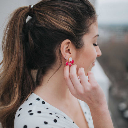 Pendientes Goa (Desmontables) Blanco y Fucsia