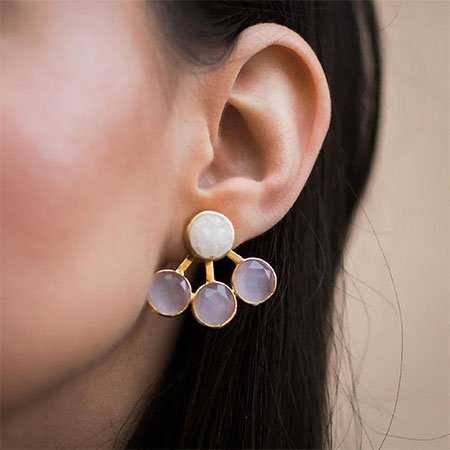 Pendientes Goa (Desmontables) Blanco y Rosa claro