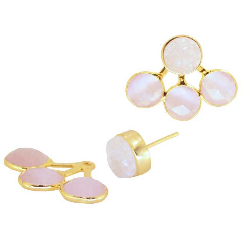 Pendientes Goa (Desmontables) Blanco y Rosa claro