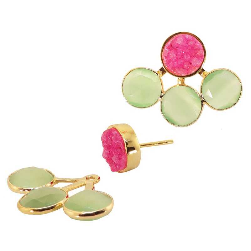 Pendientes Goa (Desmontables) Fucsia y Verde claro