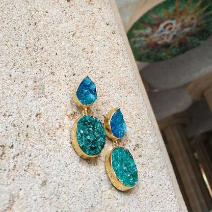 Pendientes Invitada Azul Turquesa y Verde