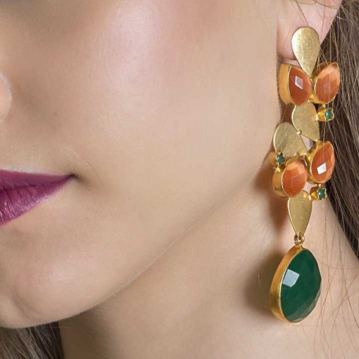 Pendientes Lavanda Naranja y Verde