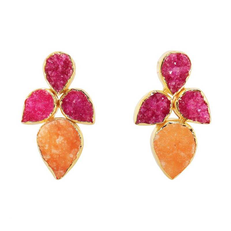 Pendientes Lirio Fucsia y Naranja