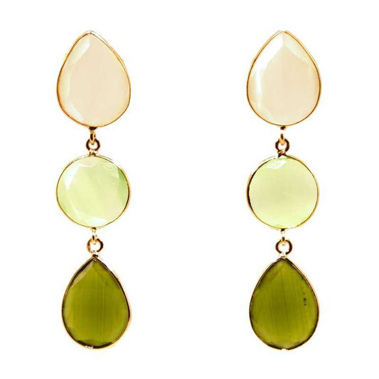 Pendientes Madame Blanco, Verde claro y Verde Oliva