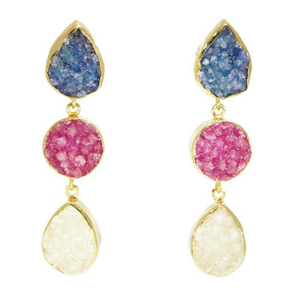 Pendientes Mademoiselle Azul, Fucsia y Blanco