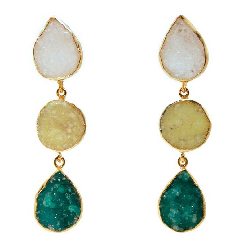 Pendientes Mademoiselle Blanco, Amarillo y Verde