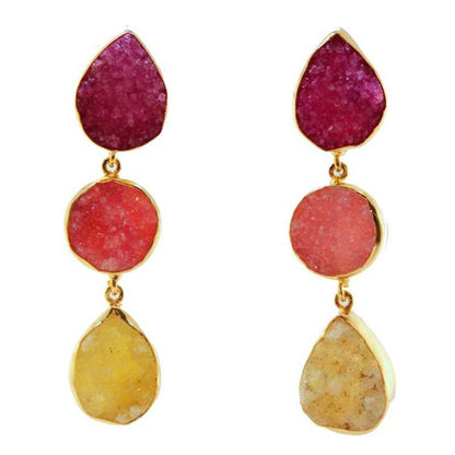 Pendientes Mademoiselle Fucsia, Naranja y Amarillo