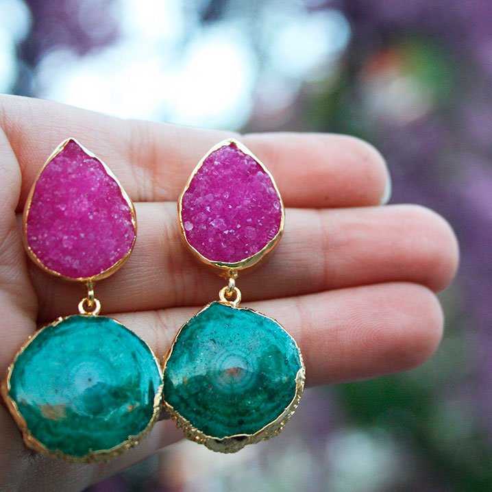 Pendientes Malin Fucsia mo y Verde