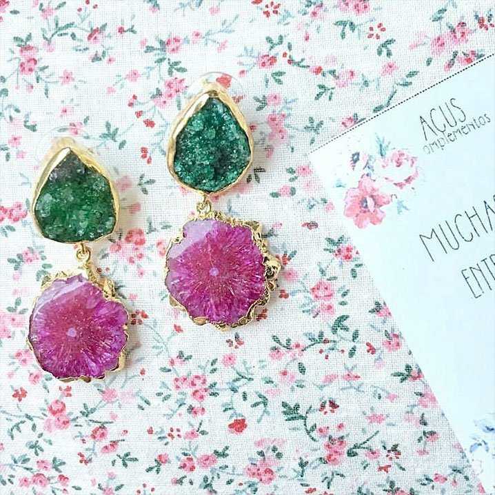 Pendientes Malin Verde y Fucsia