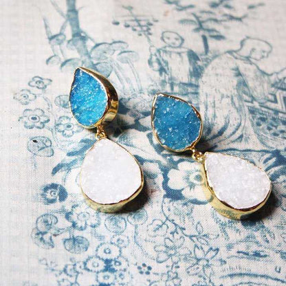 Pendientes Notredame Azul turquesa y Blanco