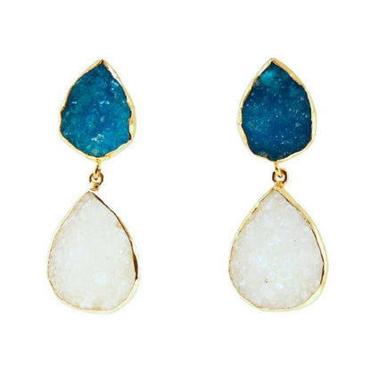 Pendientes Notredame Azul turquesa y Blanco