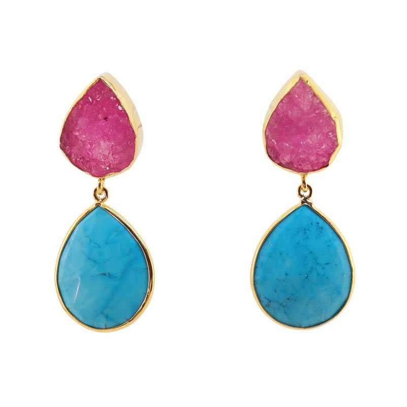 Pendientes Oasis Fucsia y Turquesa