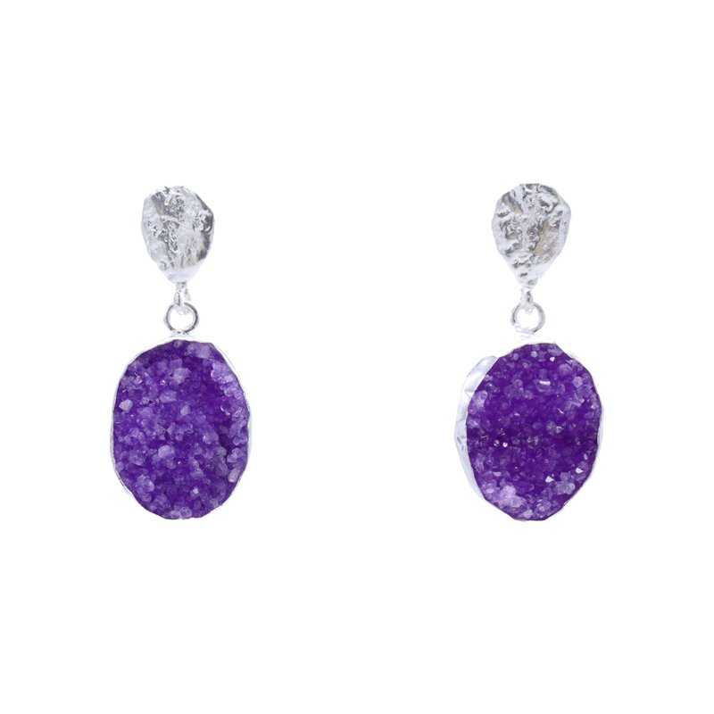 Pendientes Ovals Plata Morado