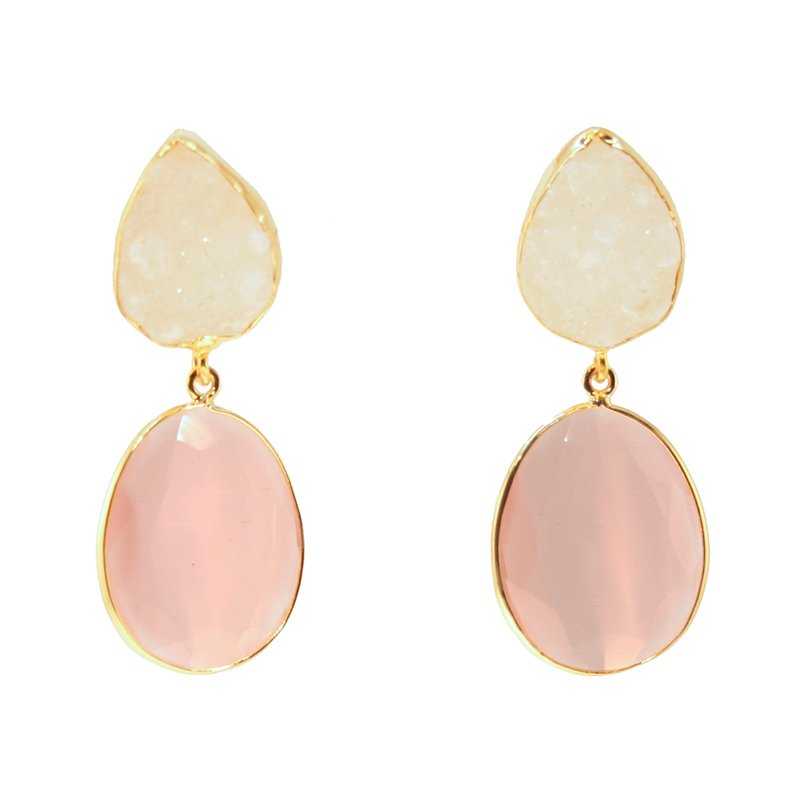 Pendientes Sabatini Blanco y Rosa claro