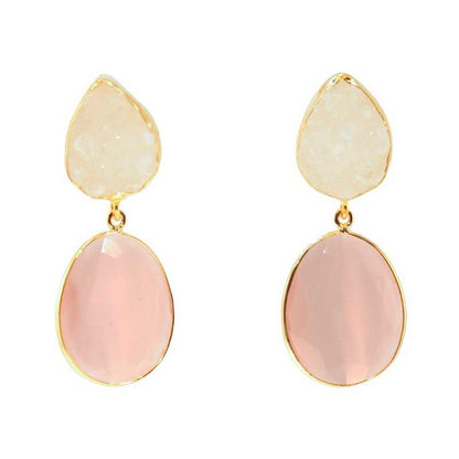 Pendientes Sabatini Blanco y Rosa claro