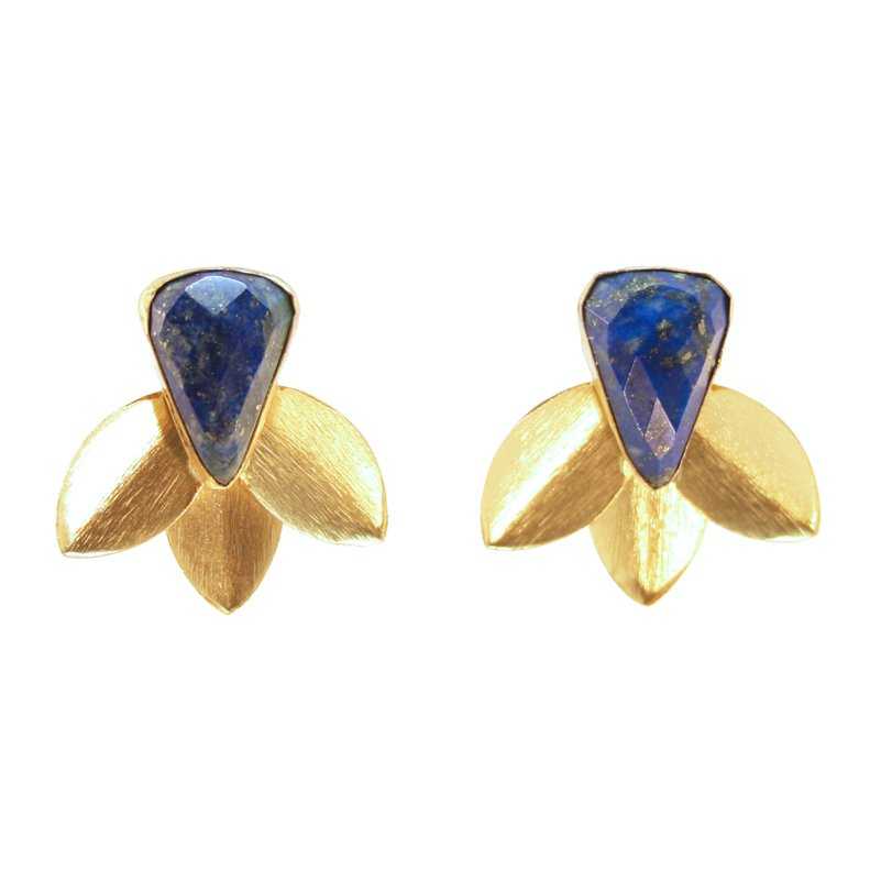 Pendientes Tres Pétalos Azul Lapis