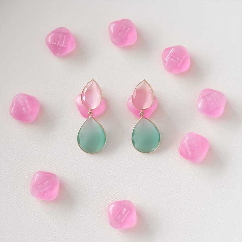 Pendientes Venus Rosa claro y Verde agua