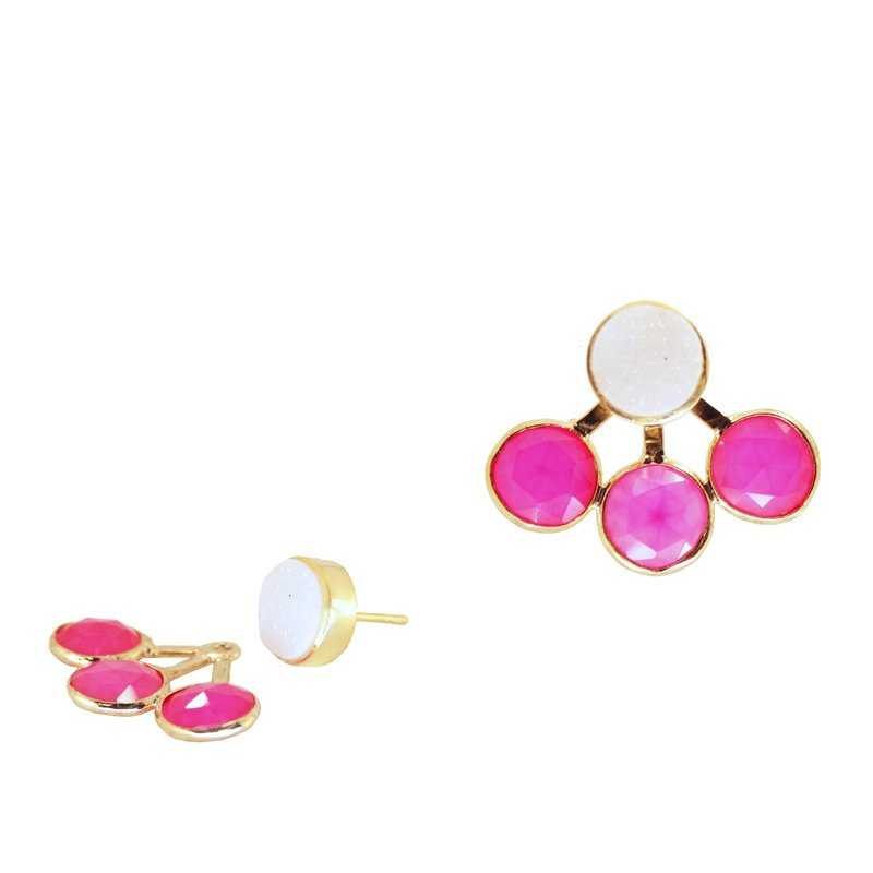 Pendientes Goa (Desmontables) Blanco y Fucsia