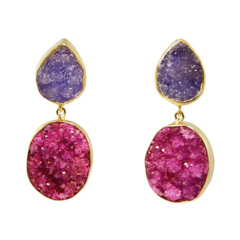 Pendientes Invitada Morado y Fucsia mo