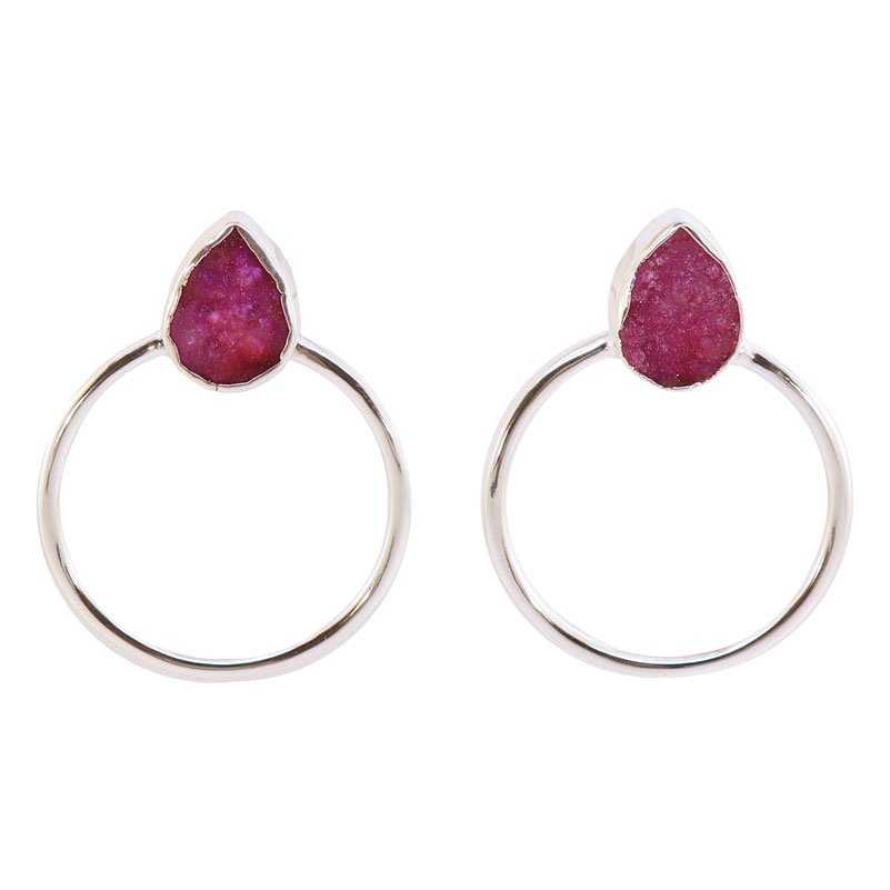 Pendientes Diwa Small Plata Fucsia