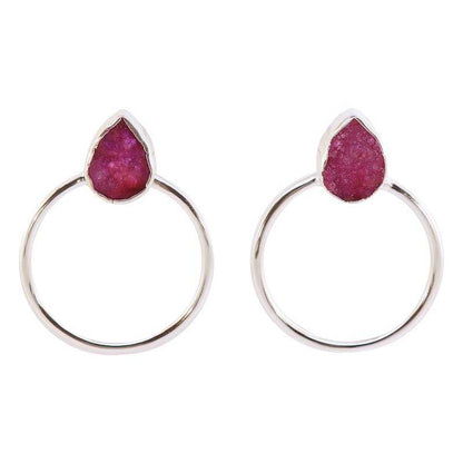 Pendientes Diwa Small Plata Fucsia