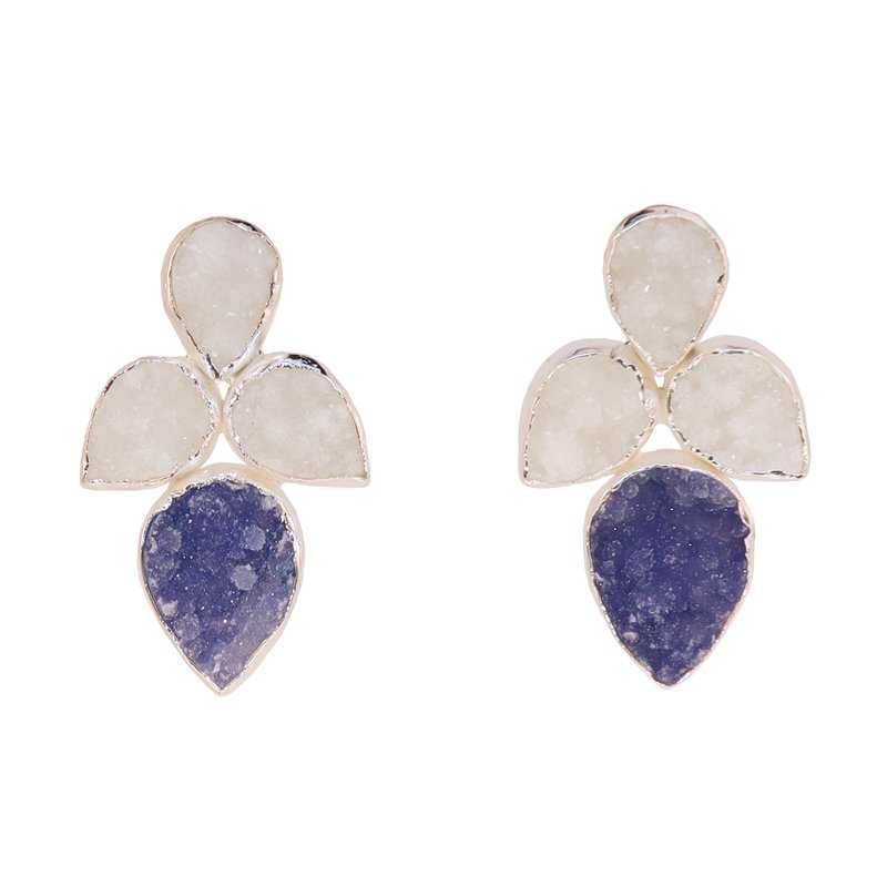 Pendientes Lirio Plata Blanco y Azul