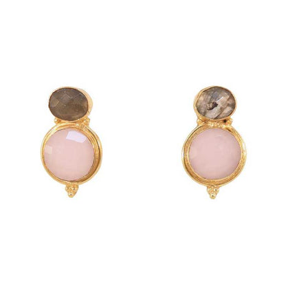 Pendientes Bubbles Labradorita y Rosa Claro