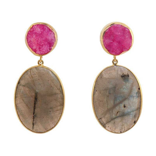 Pendientes Toulouse Fucsia y Labradorita