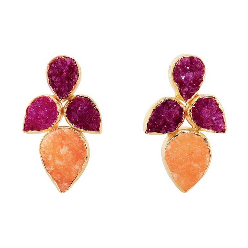 Pendientes Lirio Fucsia y Naranja