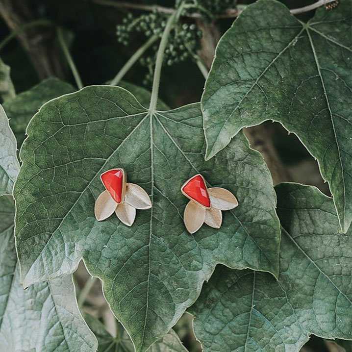 Pendientes Tres Pétalos Rojo