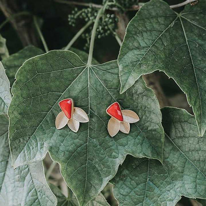 Pendientes Tres Pétalos Rojo