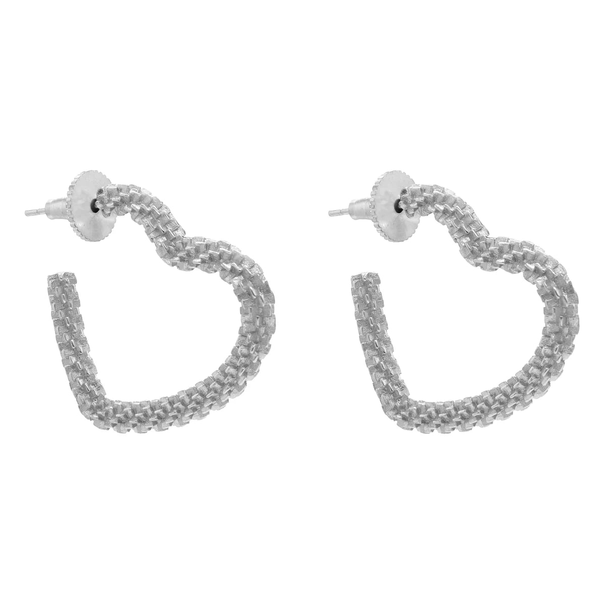 Silver Heartbeat Hoop Earrings