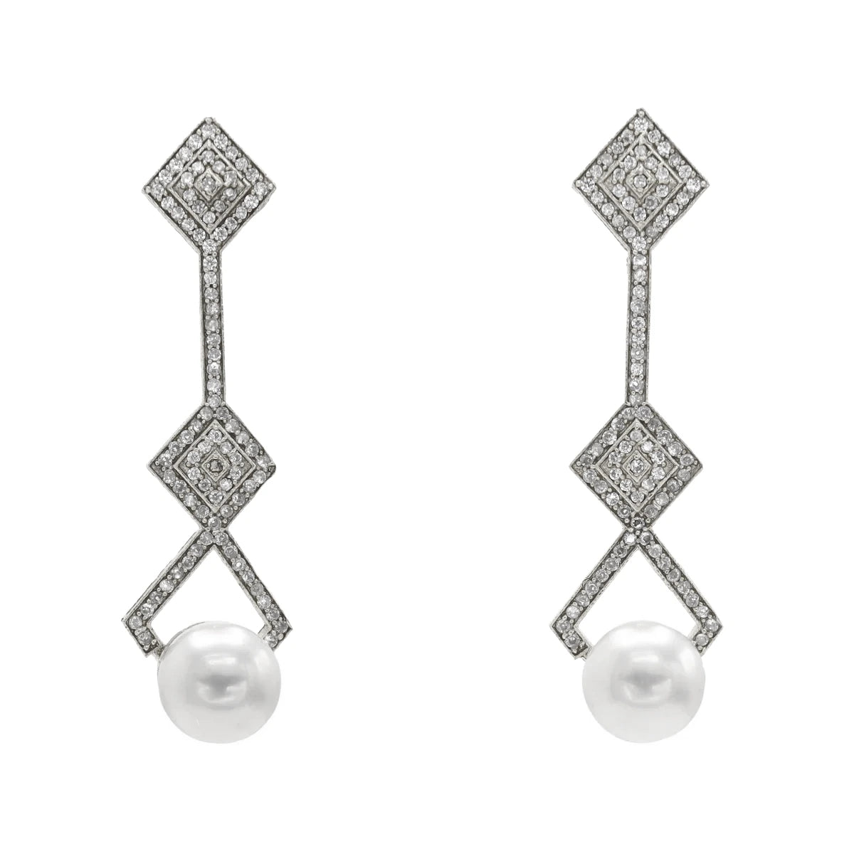 Pendientes Art Déco Plata Shine Perla