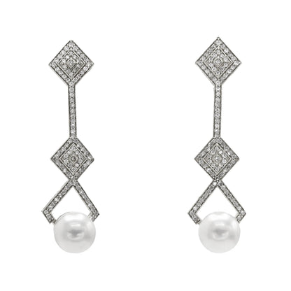 Pendientes Art Déco Plata Shine Perla