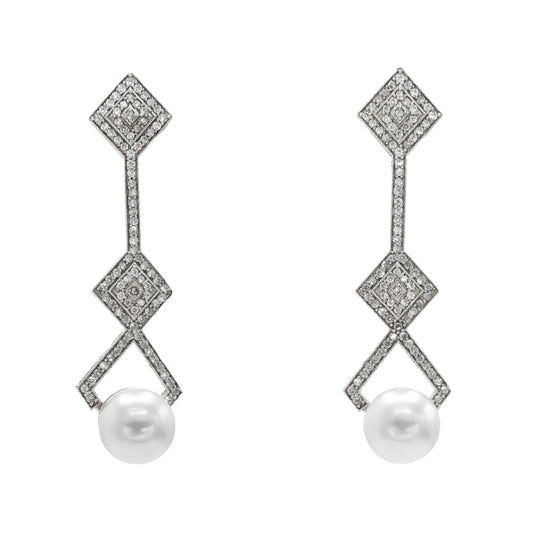 Pendientes Art Déco Plata Shine Perla