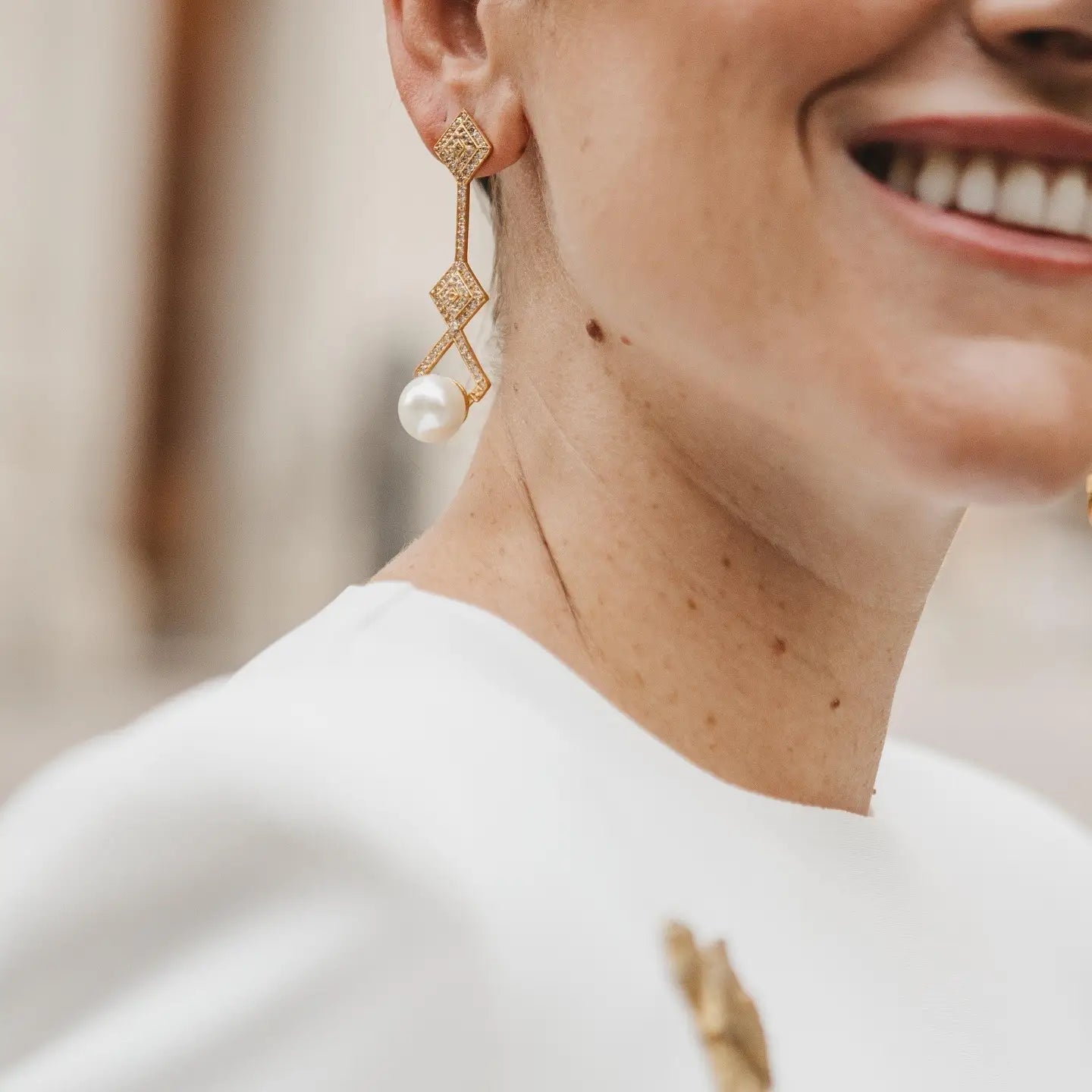 Pendientes Art Déco Shine Perla