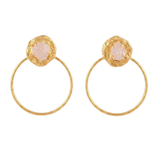 Pendientes Belora Rough Rosa Cuarzo